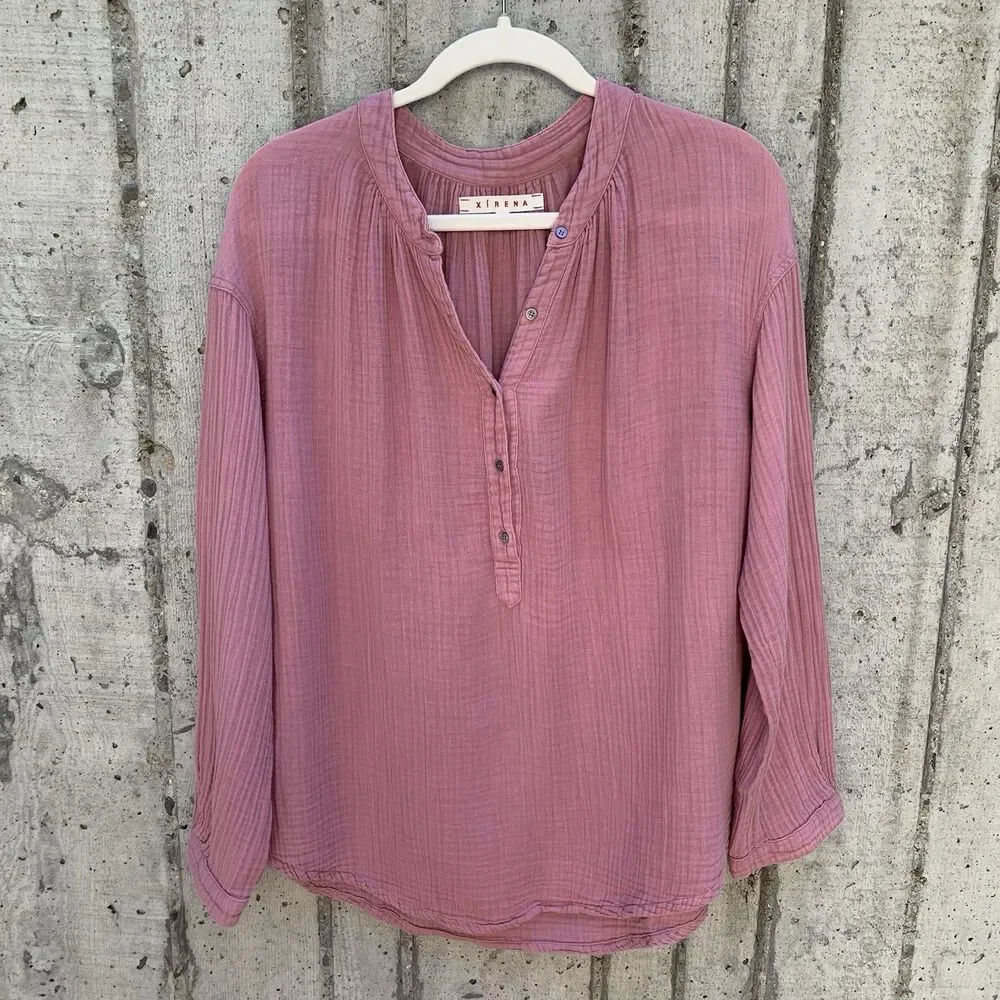 Xirena Cotton Gauze Pink Blouse Cottagecore Prairie Beachy Boho Quiet Luxury S